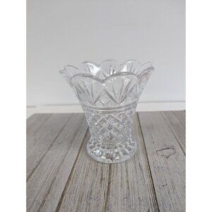 Vintage Crystal Vase Cut Glass Pineapple Fan 5" Tall Teleflora Clear